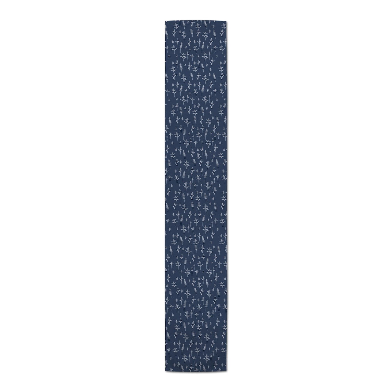 90" Navy Blue Botanical Pattern Cotton Twill Table Runner